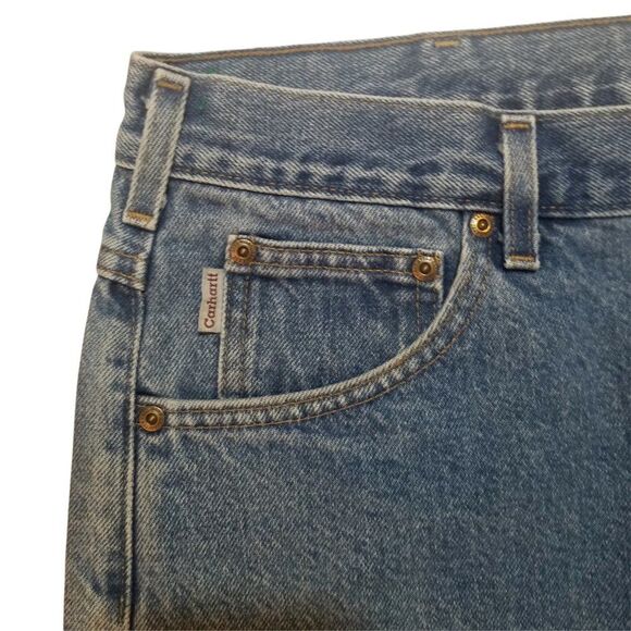 Carhartt Mens Size 44x32 Blue Traditional Fit Straight Leg Med Wash Jeans - Picture 4 of 9